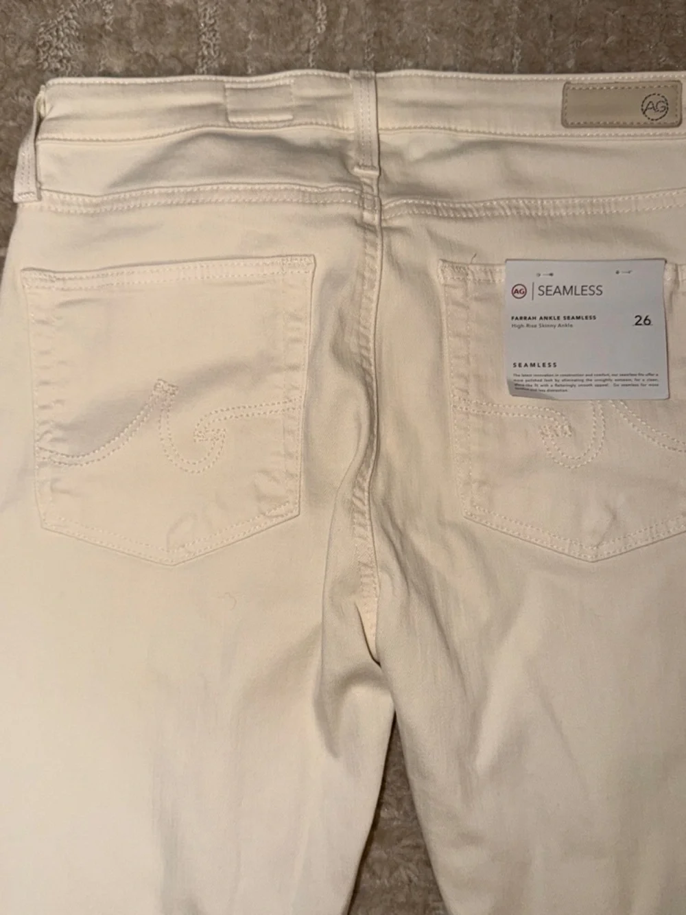 Ag Adriano Goldschmied Seamless Off-White Women’s Ankle Jeans